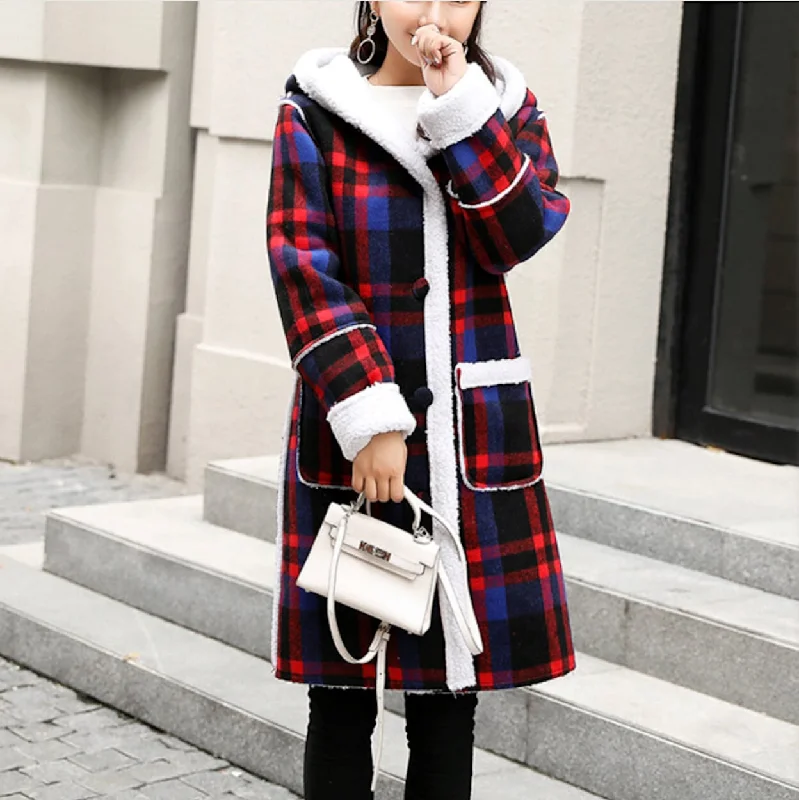  Dive Into Trendy StylesWomens Checkered Coat With Hood