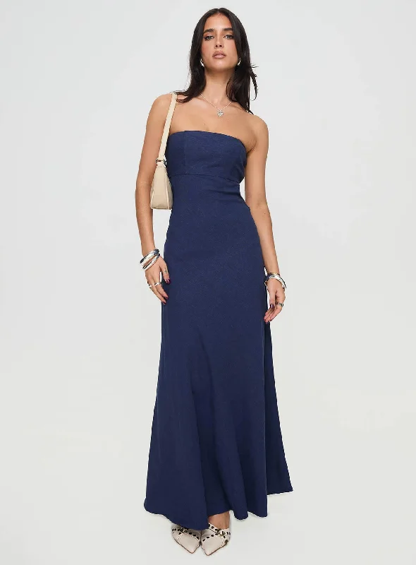  Women's Holiday ApparelYahir Strapless Maxi Dress Navy Petite