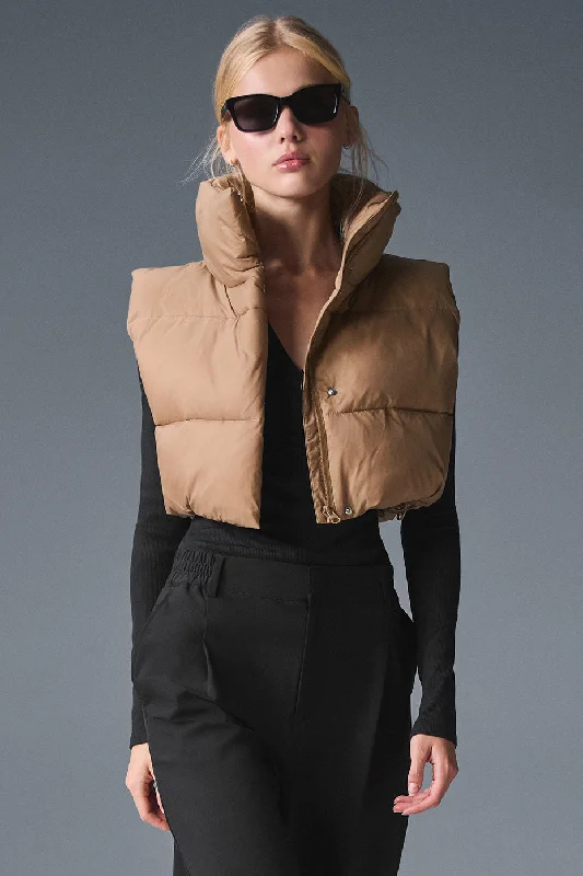  Casual Garments For WomenCropped Gold Rush Puffer Vest - Toasted Almond