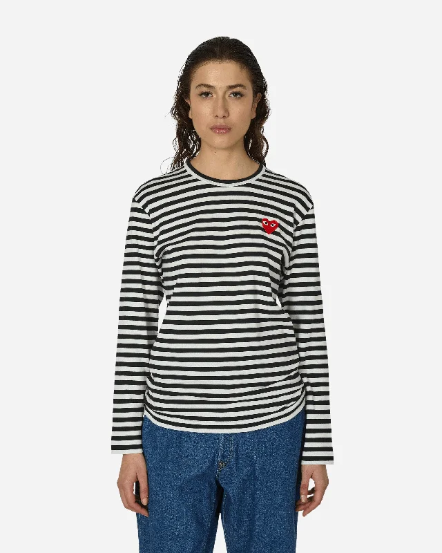  Stupidly Low PricesHeart Striped Longsleeve T-Shirt Black