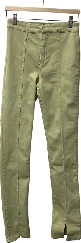  Women's Chic Outerwear AttireZARA Green Slit front Trousers UK 8