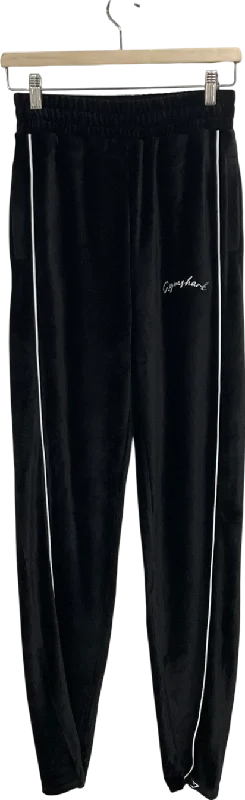  Women's Outdoor Attiregymshark Black Velour Joggers UK XS