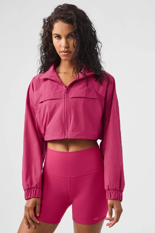  Women's Workout GarmentsCropped Playmaker Jacket - Pink Summer Crush