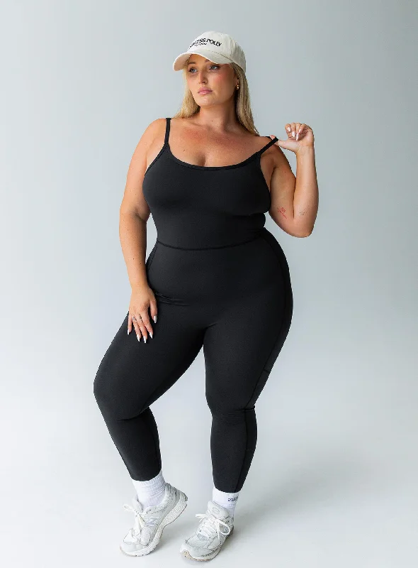  Chic & Cozy CollectionGo Getter Activewear Jumpsuit Black Curve