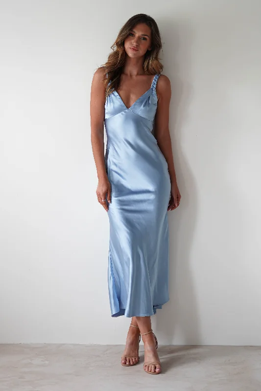  Women's Comfortable Lounge AttireBethanie Soft Satin Maxi Dress | Blue