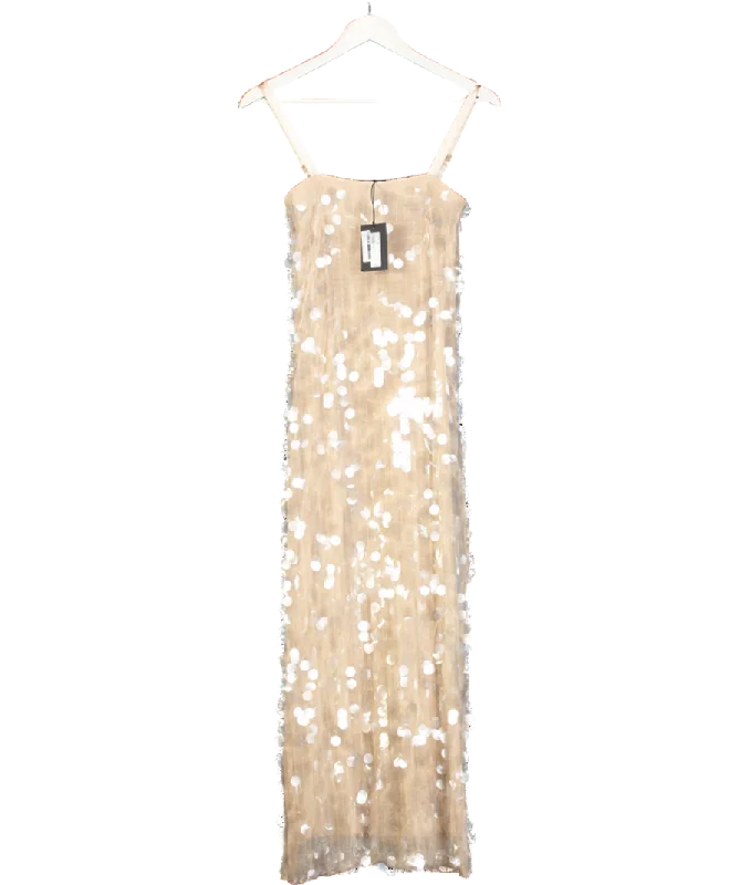  Charming Women's Holiday ApparelRiver Island Cream Strappy Sequin Slip Dress UK 6