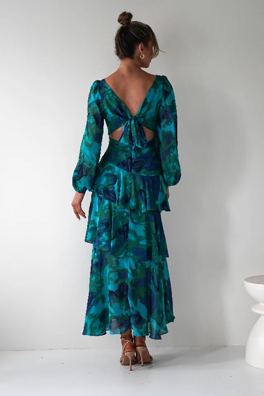  Women's Clothing ApparelKiyah Long Sleeve Maxi Dress | Green Print