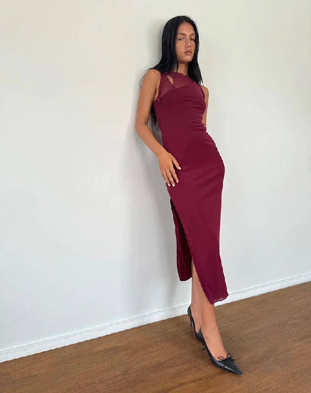  Luxe Style DiscountsMarlo Asymmetric Midi Dress in Burgundy