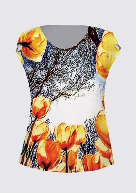  Women's Professional ClothesFloral Embosses: Tulip Daydream 01 Designer Julie Drape T-shirt