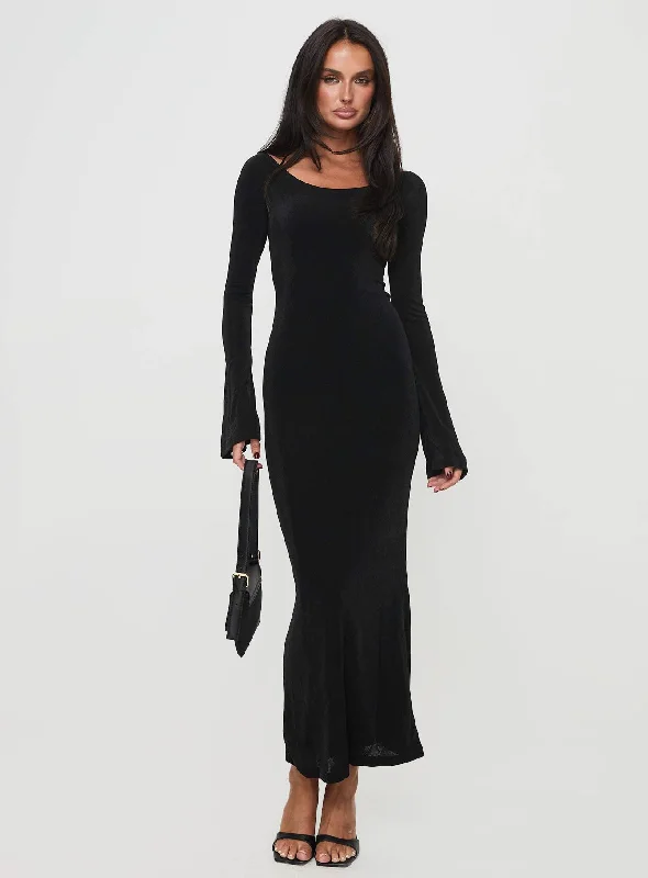  Trendy ThreadsJanice Long Sleeve Maxi Dress Black