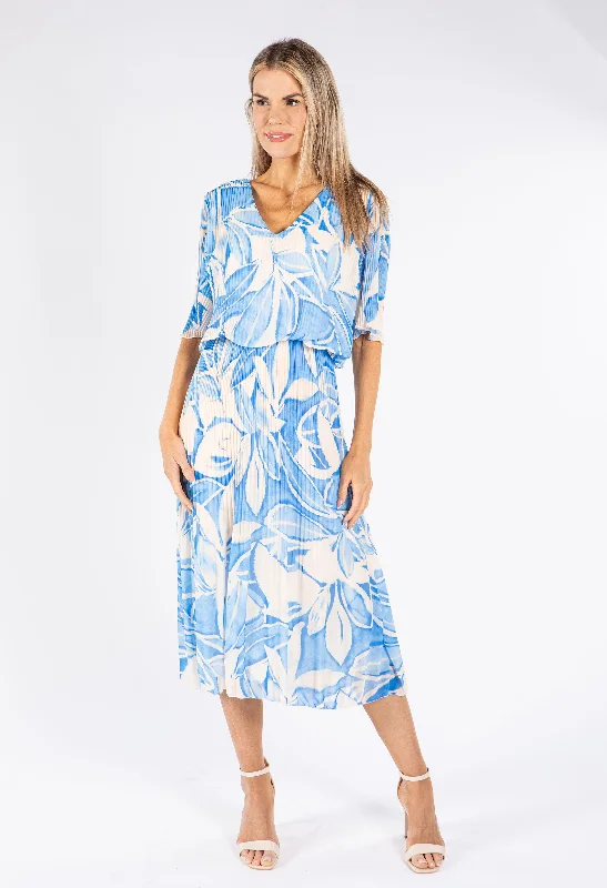  Comfortable Lounge ClothingLeaf Print Plisse Pop Over Dress