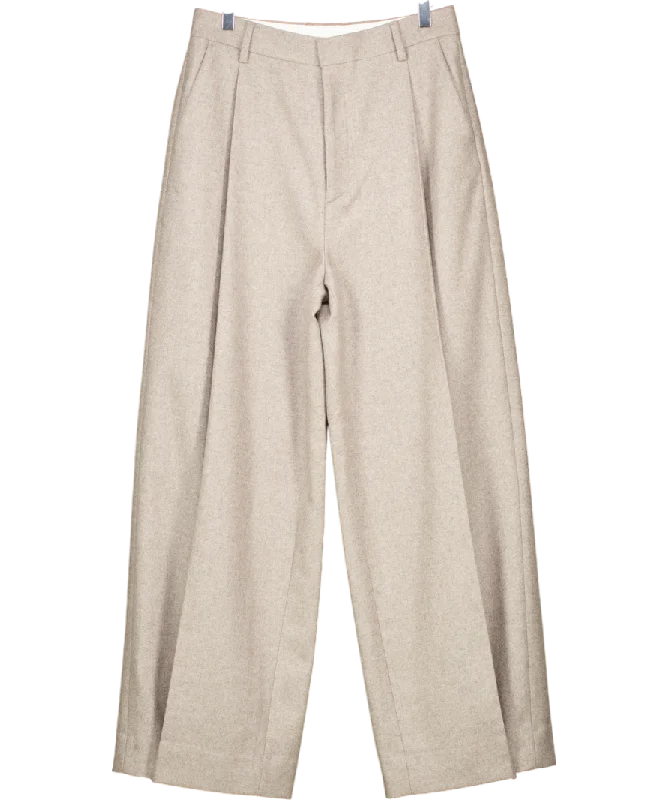  Classic Modern OffersFilippa K Grey Wide Pleated Flannel Trousers UK 8