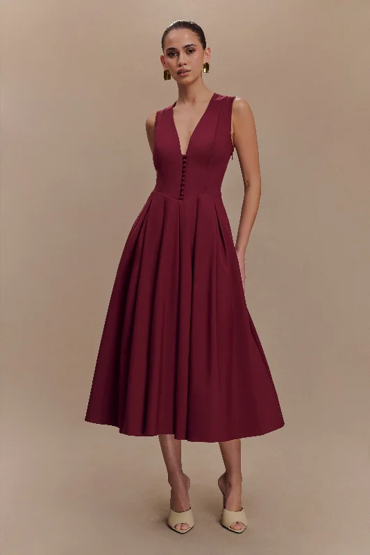  New Season Fashion PreviewKeely Cotton Sleeveless Midi Dress - Wine