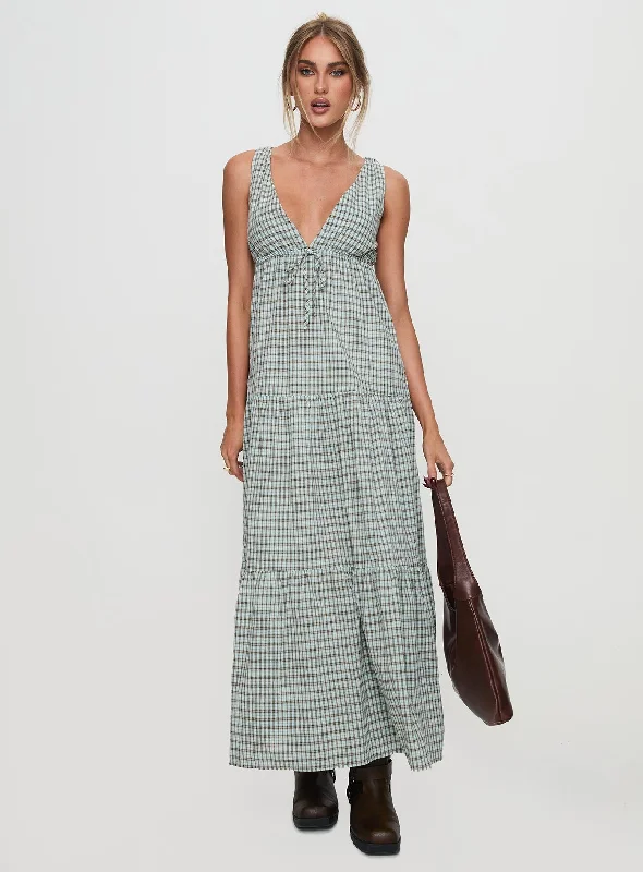  Women's Clothing And Garments SetsDipsie Maxi Dress Blue / Brown Check