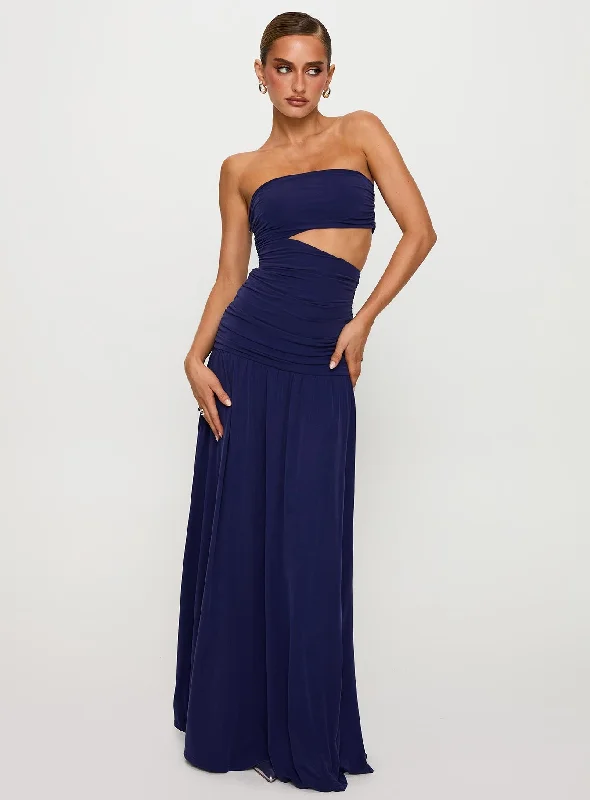  Women's Clothing For TravelGrandeur Strapless Maxi Dress Navy