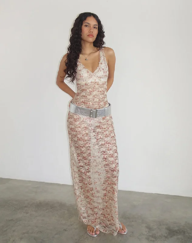  Women's Elegant OutfitValtheni Maxi Dress in Chic Petal Pink Lace