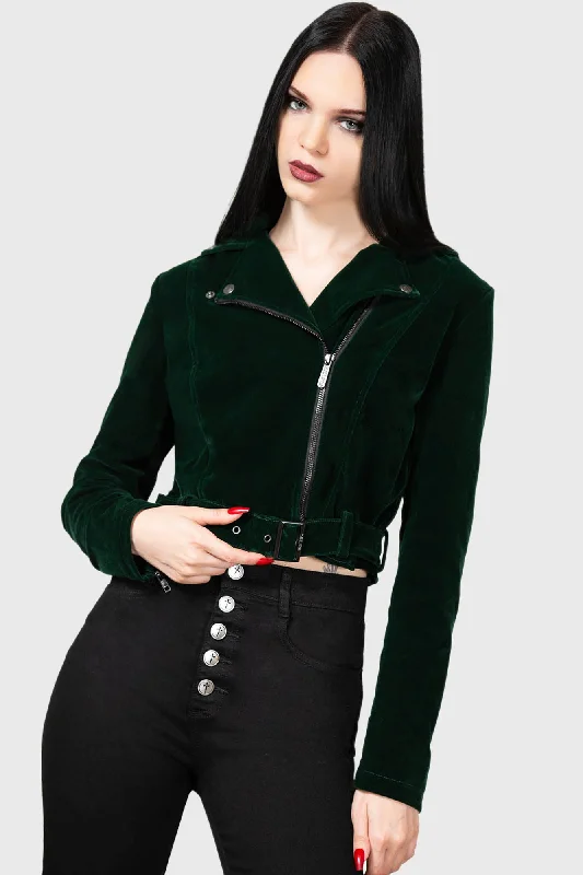  Charming Women's Holiday ApparelEmerald Goddess Biker Jacket