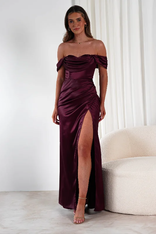  Elegant Women's Evening GarmentsMonica Off The Shoulder Gown | Wine