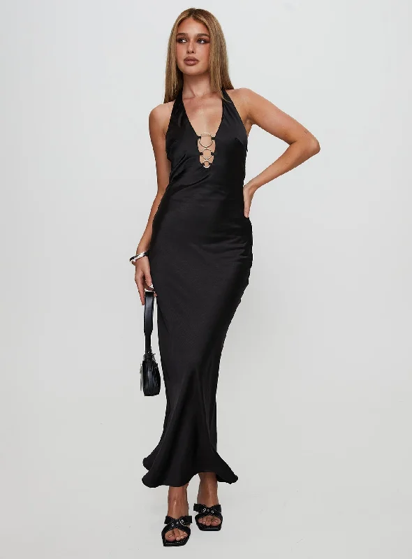  Women's Travel ApparelVasilisa Halter Neck Maxi Dress Black