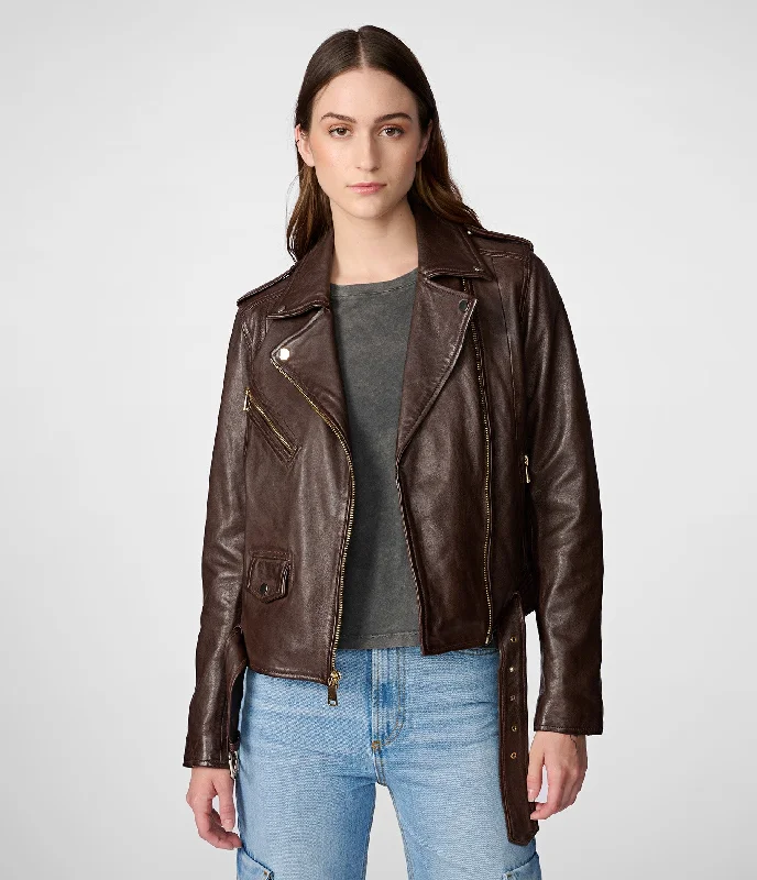  Daily DealsAriana Leather Moto With Gold Hardware