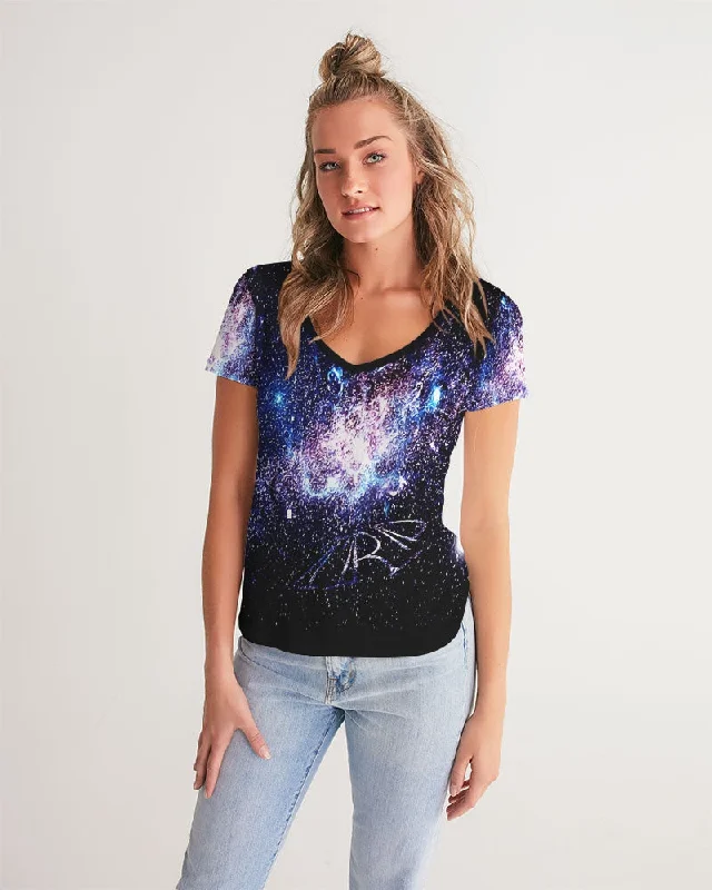  Women's Holiday ClothingGalaxy Prints 01 Ladies Designer V-neck T-shirt