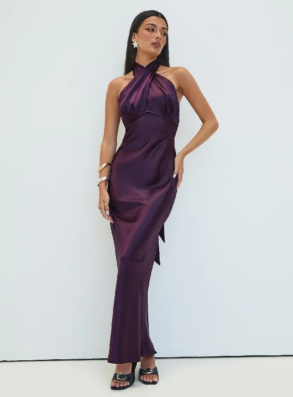  Elegant Fashion OffersRosaminta Halter Maxi Dress Plum