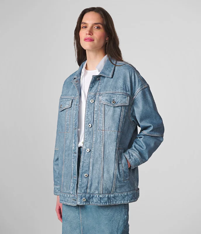  New ArrivalsSydney Oversized Denim Leather Jacket