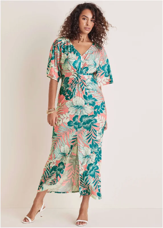  Glamorous Fashion OffersTwist Front Maxi Dress - Tropicana Peach Floral