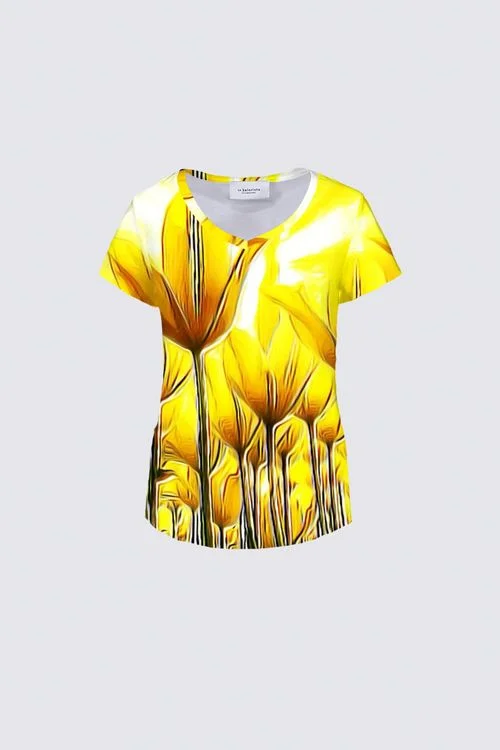  Luxury Women's ClothingFloral Embosses: Tulip Daydream 02 Designer Nadia T-shirt