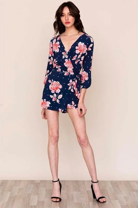  Affordable Trendy Clothes For WomenIn The Moment Romper - Navy Floral