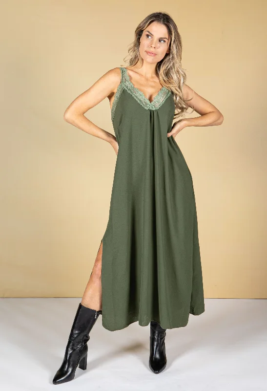  Women's Clothes And ApparelLace Neckline Maxi Dress