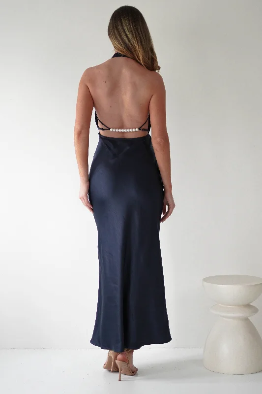  Women's Chic ApparelCapriana Pearl Back Maxi Dress | Navy