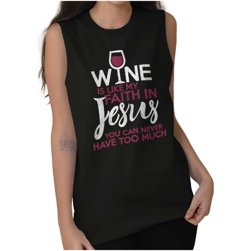  Gift IdeasWine Faith Jesus Sleeveless T Shirt