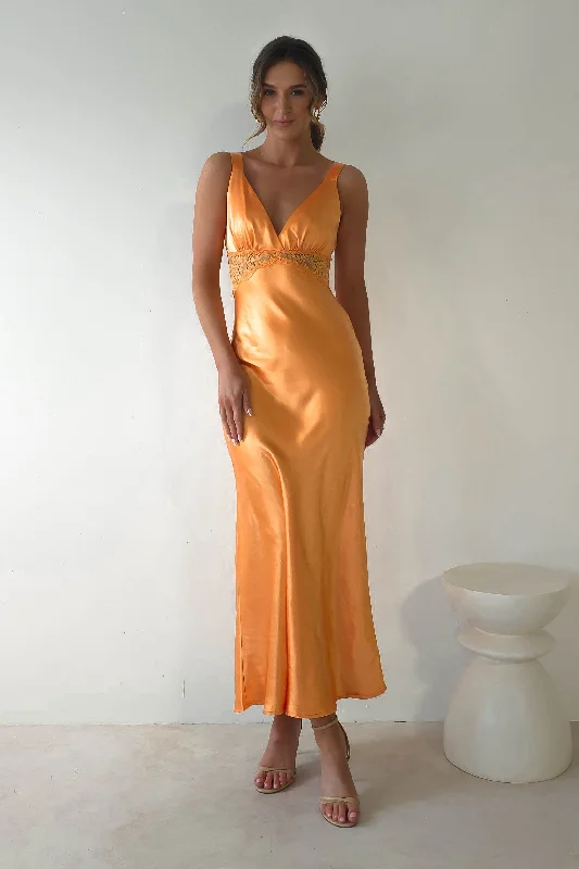  Luxury Women's ClothesJuliette Soft Satin Maxi Dress | Mango/Orange