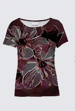  Women's Clothes For Work EventsFloral Embosses: Pictorial Cherry Blossoms 01-04 Designer K Smith Tee