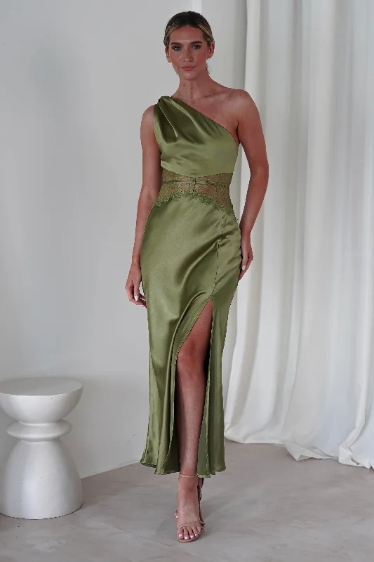  Modern Fashion SaleValentina Soft Satin Maxi Dress | Olive