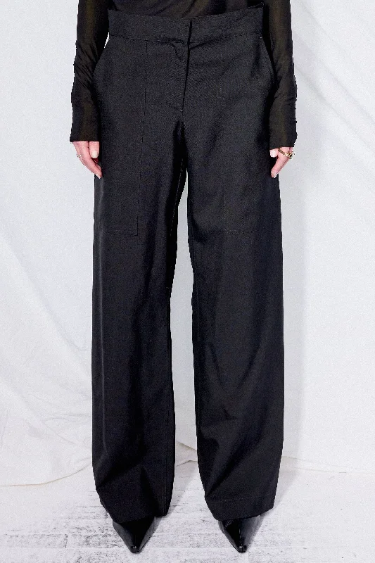  Women's Relaxed ClothesBlack Suiting Simple Pant