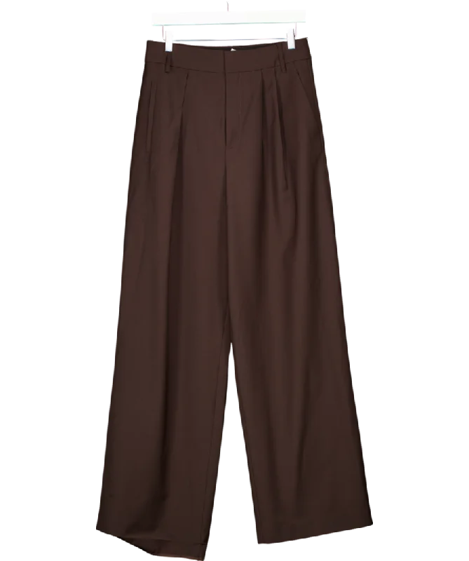  Women's Comfortable GarmentsTibi Chocolate Brown Pleated Wide Leg Trousers UK 6