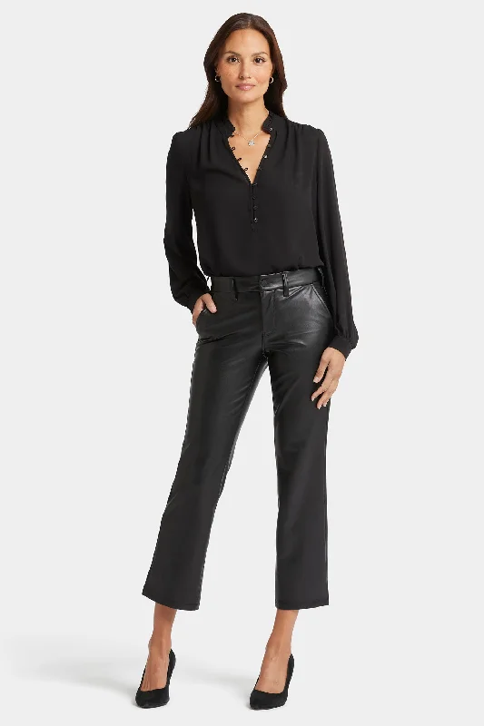  Women's ClothesFaux Leather Straight Ankle Pants - Black