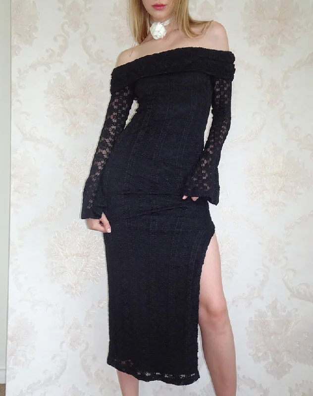  Women's Festive AttirePhilippa Maxi Dress in Black Regal Lace