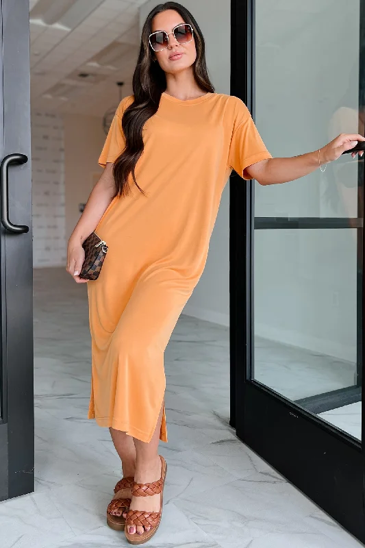  Modern Women's ClothesJaylen T-Shirt Midi Dress (Orange)