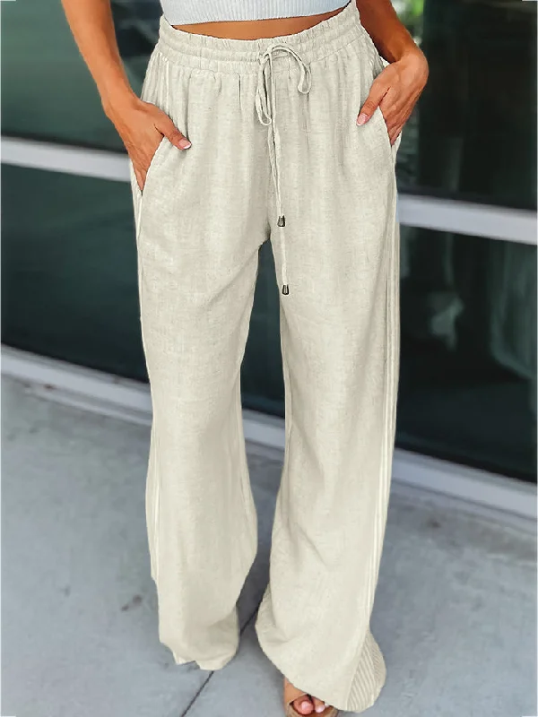  Women's Holiday AttireDrawstring Wide Leg Pants