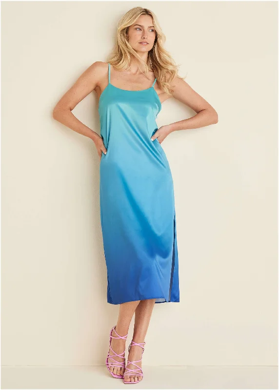  Women's Vintage-Inspired ClothingMidi Slip Dress - Atlantis Ombre