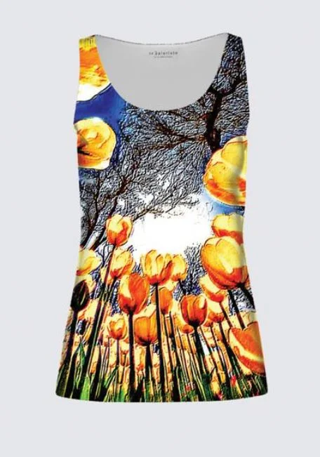  Women's Clothing SetsFloral Embosses: Tulip Daydream 01 Designer Tilda Sleeveless Tee