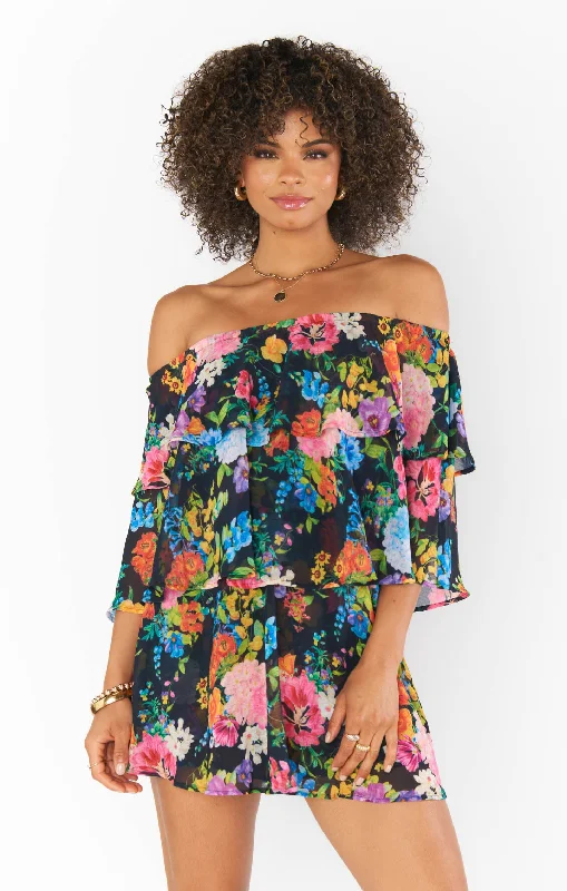  Women's Contemporary ApparelTriple Decker Romper ~ Midnight Botanical Floral