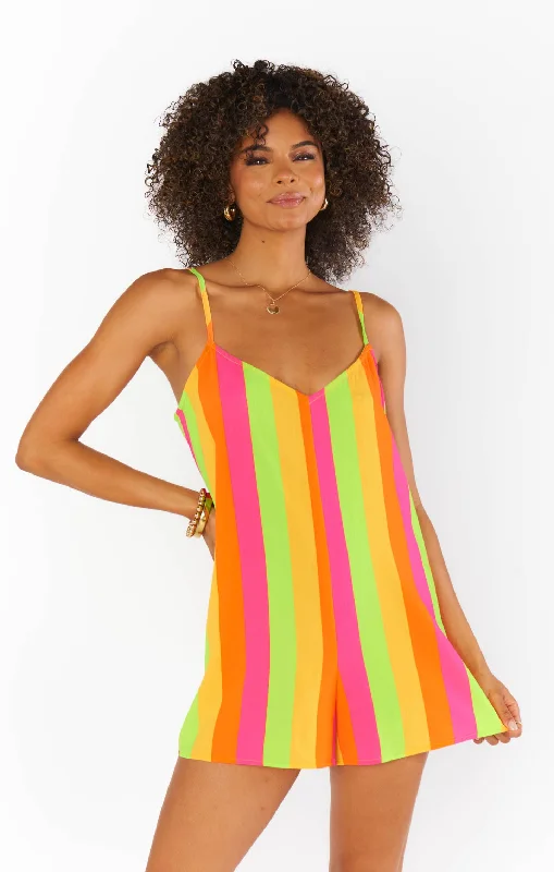  Women's Luxury GarmentsRascal Romper ~ Neon Vacay Stripe