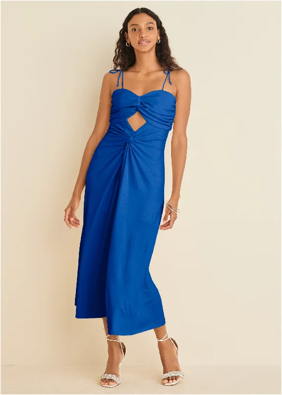  Women's Casual Clothing For LoungingRuched Cutout Maxi Dress - Blue