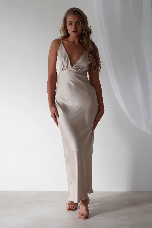  Women's Professional AttireAimie Soft Satin Maxi Dress | Champagne