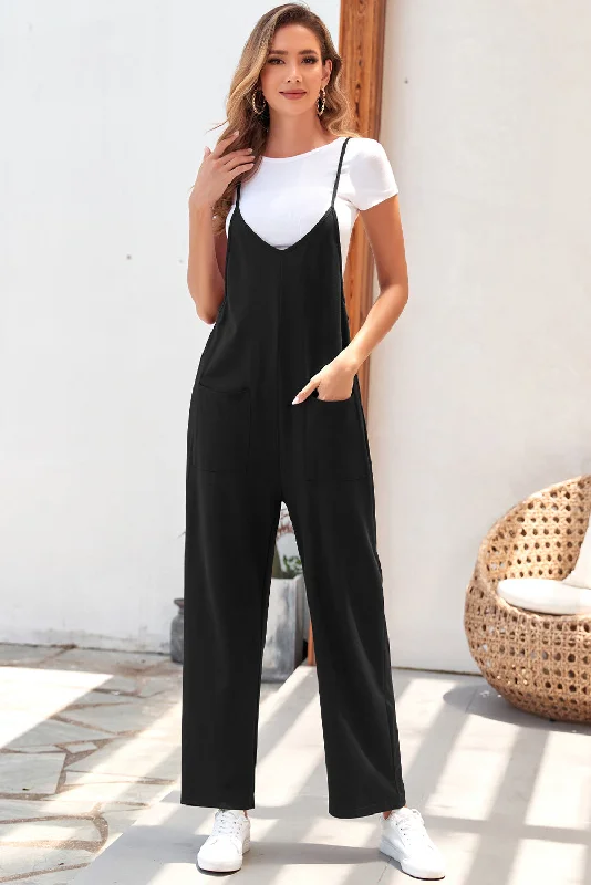  Stylish And Comfortable Clothing For WomenPocketed Adjustable Spaghetti Strap Straight Leg Jumpsuit