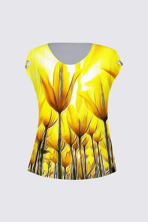  Vintage Clothing For WomenFloral Embosses: Tulip Daydream 02 Designer Julie Drape T-shirt